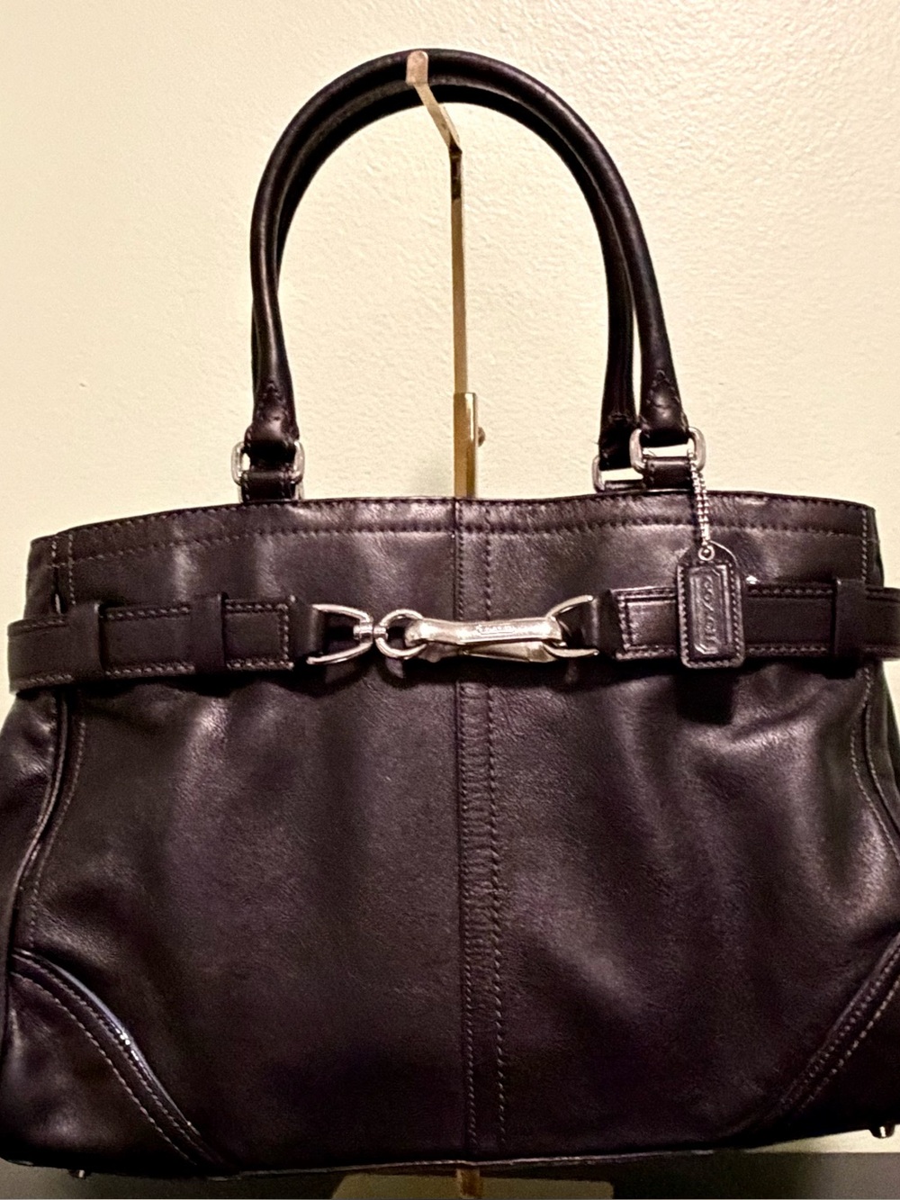 Coach Vintage 2007 Hampton Black Leather purse bag satchel EUC